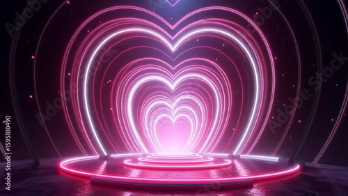 Glowing Heart Tunnel Animation Background.