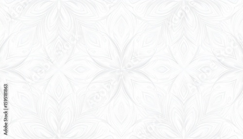 Abstract White Floral Pattern Background, Symmetrical Design.