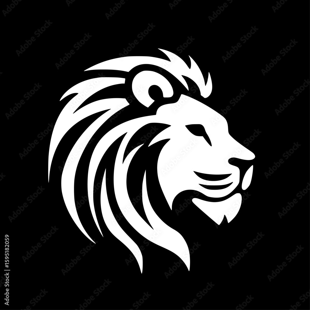 Fototapeta premium Lion - Black and White Isolated Icon - Vector illustration