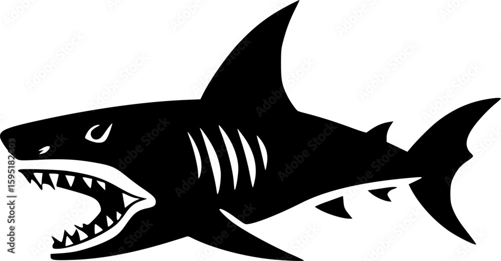 Fototapeta premium Shark | Minimalist and Simple Silhouette - Vector illustration