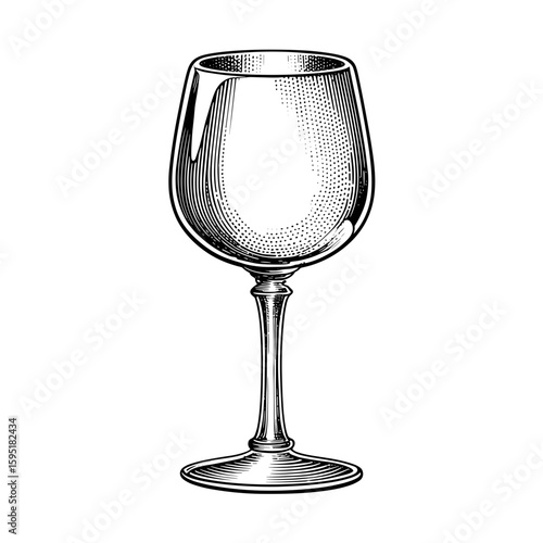 Vintage wine glass with thin stem and wide bowl