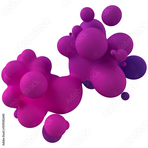 
Metaball - Abstract 3D rendering of fluid organic shapes with vibrant pink and purple neon colors on dark backgrounds for futuristic digital art and creative design, objects, and particles mixed