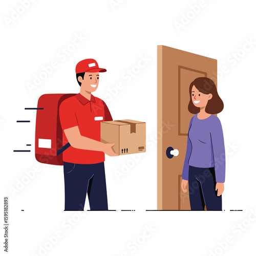Courier standing at door delivering order
