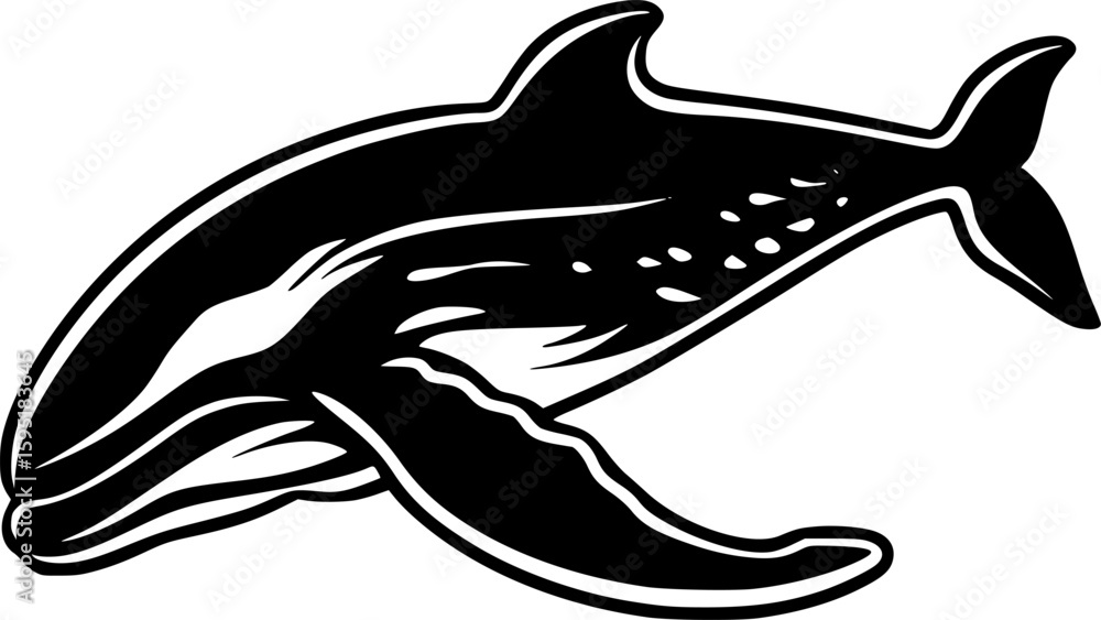 Naklejka premium Whale - Black and White Isolated Icon - Vector illustration