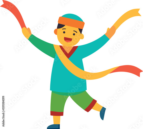 Illustration Of Joyful Youth Wearing Cultural Clothing
