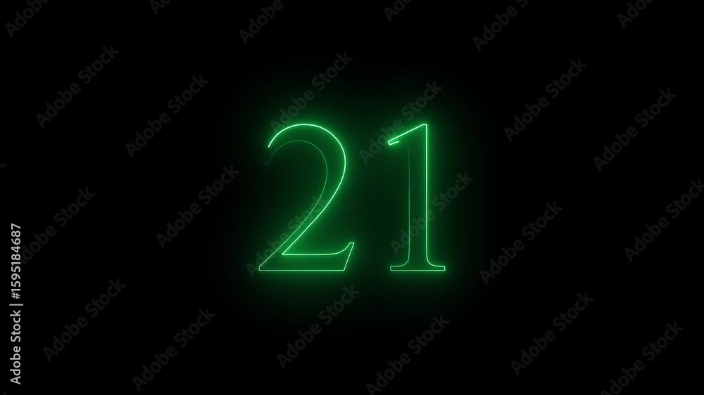 neon 21 number icon with a bright, glowing effect, smoothly transitioning between colors. neon 21 number icon with a bright, glowing effect, smoothly transitioning between colors.