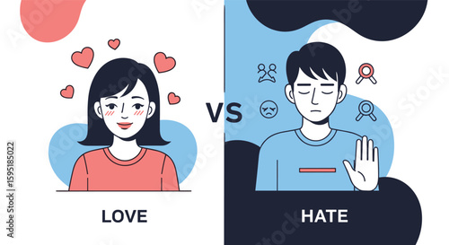 Exploring the contrast between deep affection and intense dislike the opposing forces of love versus hate