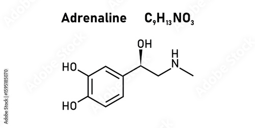 chemical structure of adrenaline or epinephrine.