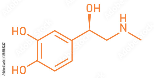 chemical structure of adrenaline or epinephrine.