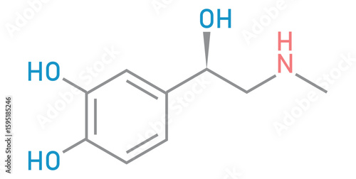 chemical structure of adrenaline or epinephrine.