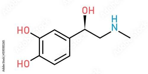 chemical structure of adrenaline or epinephrine.