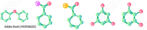Cartoon Style Green Molecular Structure for Science Education and Chemistry Illustration