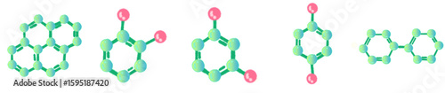 Cartoon Style Green Molecular Structure for Science Education and Chemistry Illustration