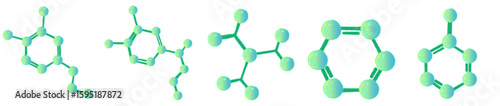 Cartoon Style Green Molecular Structure for Science Education and Chemistry Illustration