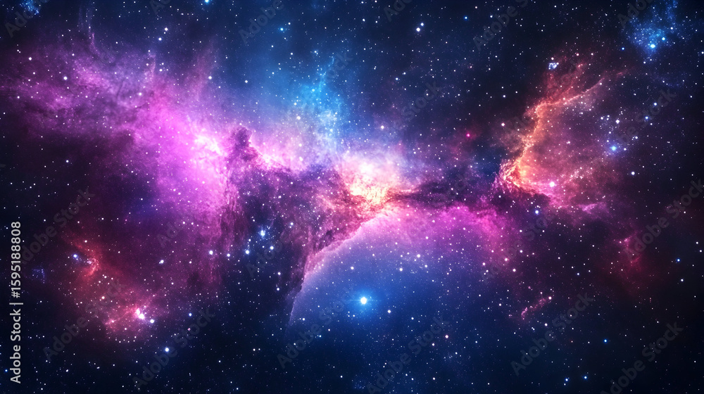 Obraz premium Stunning cosmic nebula with vibrant colors and starry background in space