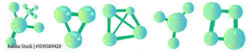 Cartoon Style Green Molecular Structure for Science Education and Chemistry Illustration