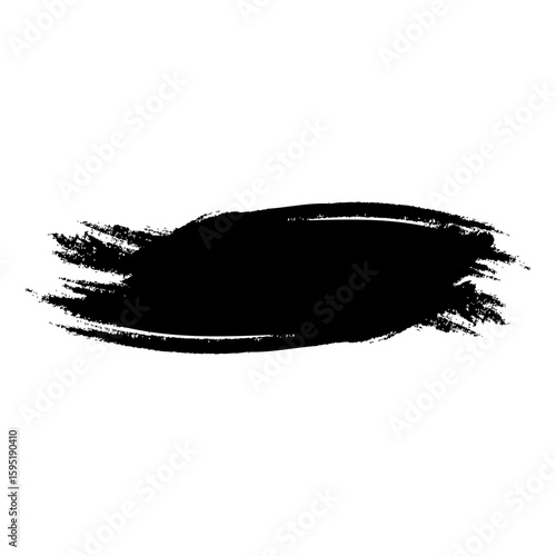 Black Grunge Brush Stroke Vector. Hand Drawn Ink Paint Smear Texture Element.