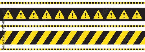 Caution yellow line. Warning ribbon, construction or police barrier sign