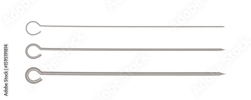 Metal skewer sticks vector icon. Empty steel barbecue utensils, new bbq sticks