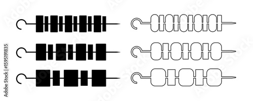 Skewer vector icon, kebab logo. Shashlik silhouette, bbq stick pictogram