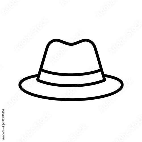 Travel fedora hat icon (outline) – tourism accessory symbol