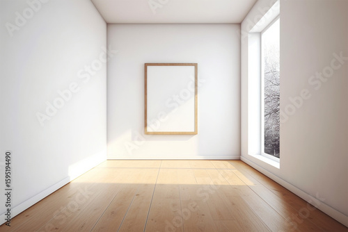 Frame Mockup - Empty Canvas with Plant Shadows - Minimal Wall Scene
