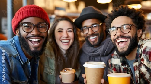 Group of friends enjoying drinks together in a social setting with laughter and good vibes present