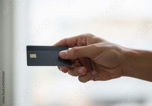 手の中に収まる黒いカード 決済完了 安心感 (Te no naka ni osamaru kuroi kaado kessei kanryou anshin kan)