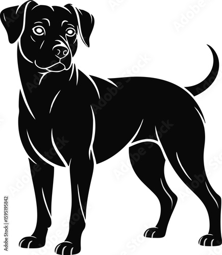 Majestic Black Dog Silhouette: Elegant, Strong, Loyal Canine Breed Stock Image