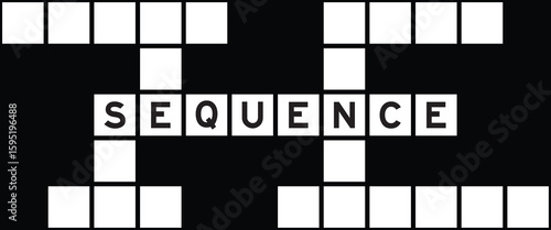 Alphabet letter in word sequence on crossword puzzle background