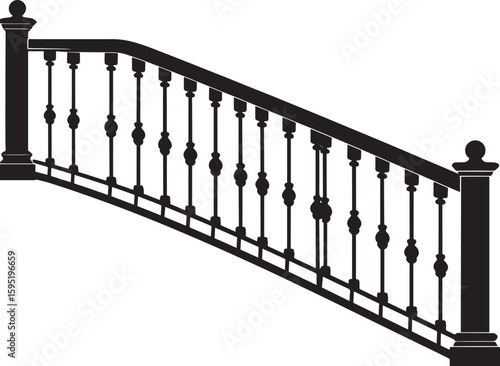 Ating Balustrade Silhouette in Classic Style Vector Illustration
