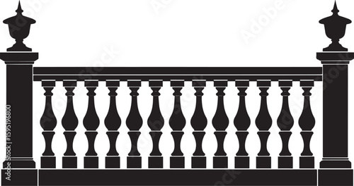 Ating Balustrade Silhouette in Classic Style Vector Illustration