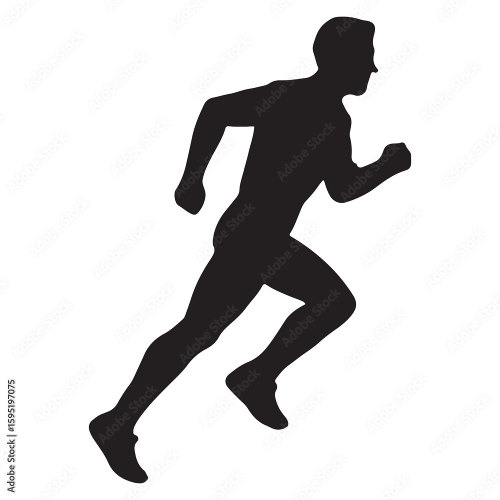 Fototapeta premium Silhouette of Male Runner in Motion - Ideal for Sports and Fitness Graphics