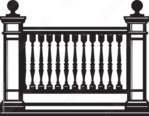 Ating Balustrade Silhouette in Classic Style Vector Illustration