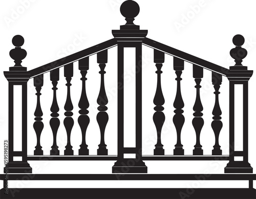 Ating Balustrade Silhouette in Classic Style Vector Illustration