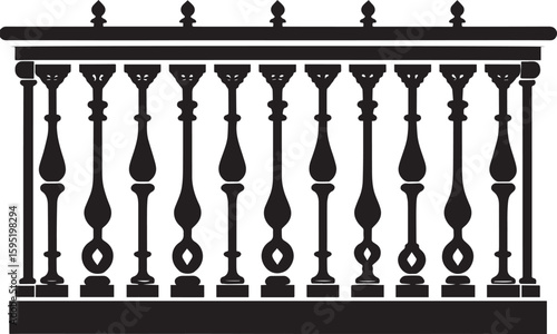 Ating Balustrade Silhouette in Classic Style Vector Illustration