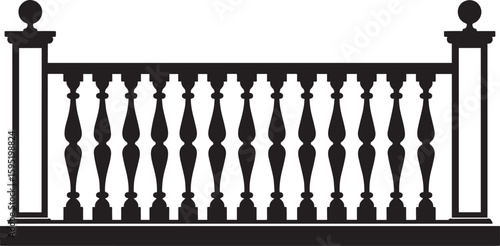 Ating Balustrade Silhouette in Classic Style Vector Illustration