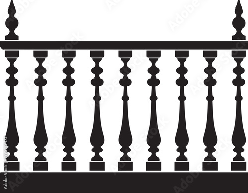 Ating Balustrade Silhouette in Classic Style Vector Illustration