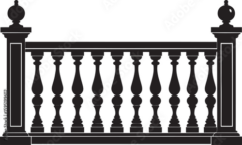 Ating Balustrade Silhouette in Classic Style Vector Illustration