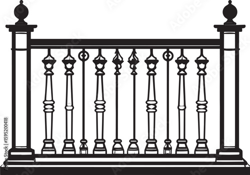 Ating Balustrade Silhouette in Classic Style Vector Illustration