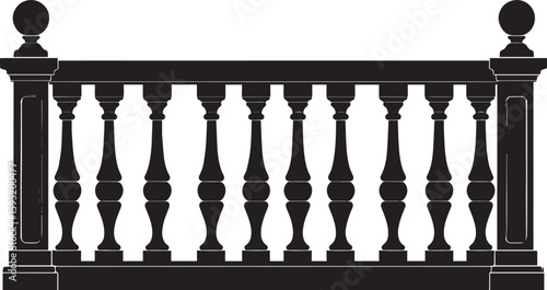 Ating Balustrade Silhouette in Classic Style Vector Illustration