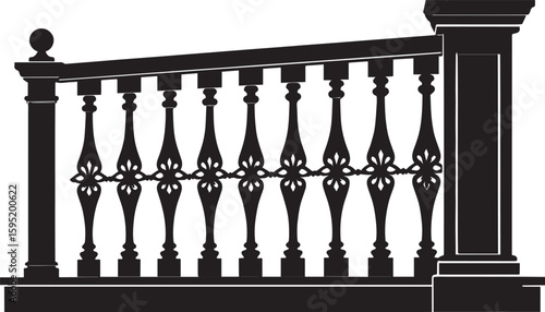 Ating Balustrade Silhouette in Classic Style Vector Illustration