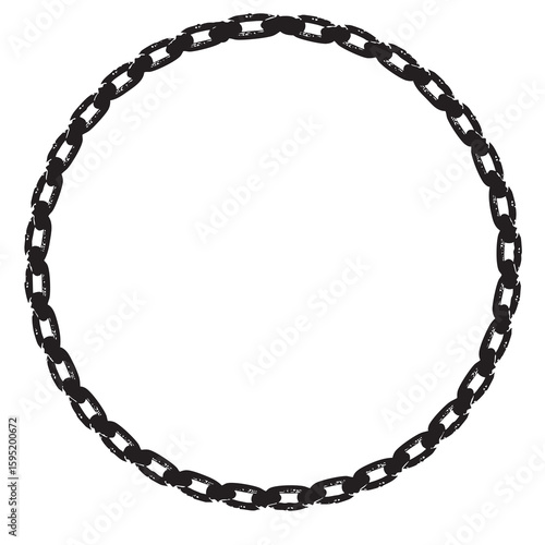 Black chain making a circle on white background