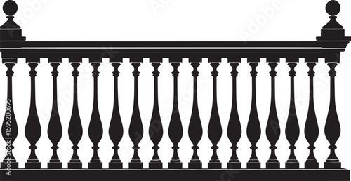 Ating Balustrade Silhouette in Classic Style Vector Illustration