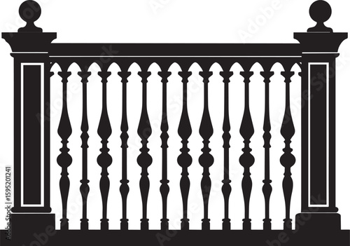 Ating Balustrade Silhouette in Classic Style Vector Illustration