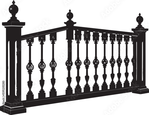 Ating Balustrade Silhouette in Classic Style Vector Illustration