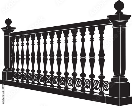 Ating Balustrade Silhouette in Classic Style Vector Illustration