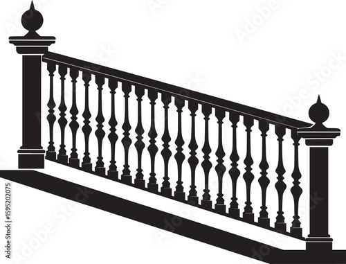 Ating Balustrade Silhouette in Classic Style Vector Illustration