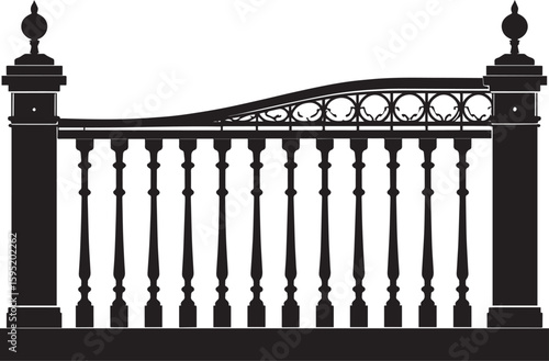 Ating Balustrade Silhouette in Classic Style Vector Illustration