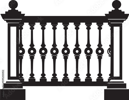 Ating Balustrade Silhouette in Classic Style Vector Illustration